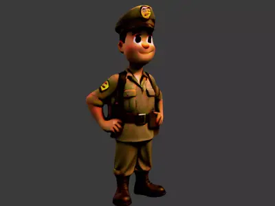 World War II Usa Soldier Low-poly 3D model