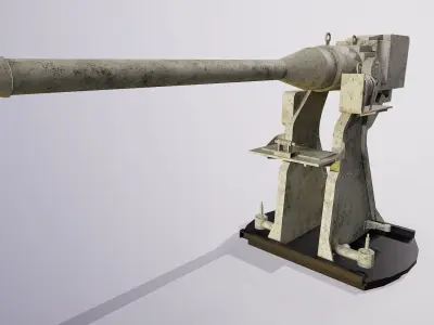universal deck gun 34-K 76 mm  mod 1935 H Low-poly 3D model