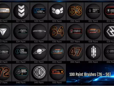 Sci-Fi Sign Decals Maker PNGs Substance ZBrush and all apps Texture