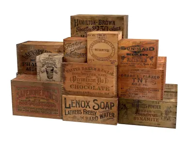 Old Wood Boxes Low-poly 3D model