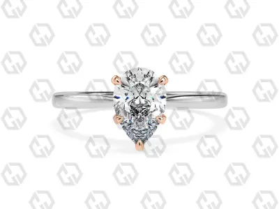 Ring 157 Pear shape with hidden signature diamond both side 3D print model
