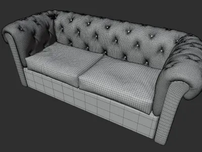 Velvet Chesterfield sofa Free 3D model