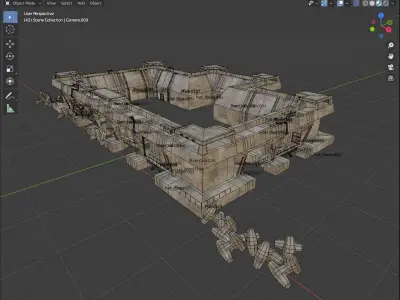 Future Fort Bunker Dystopian Military Outpost Kitbash 3D model