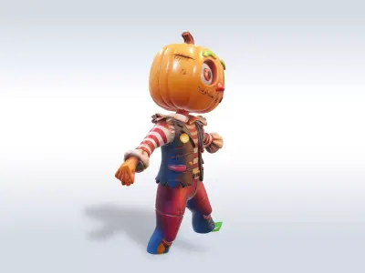 Cheerful Pumpkin Character Free 3D model