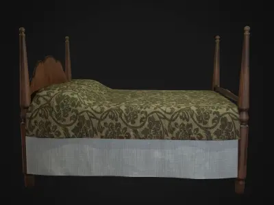 Vintage Bed Low-poly 3D model