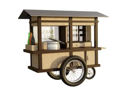 STREET VENDOR CART LOW POLY  Low-poly 3D model