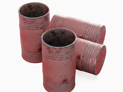 Old Steel Barrel 01 Low-poly 3D model