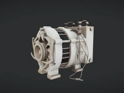 industrial electric motor with exposed wires 3D model