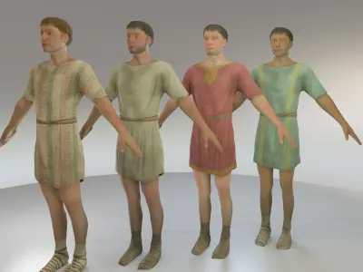 Rigged Roman Peasant Men 3D model