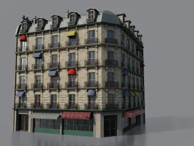 European Building Low-poly 3D model