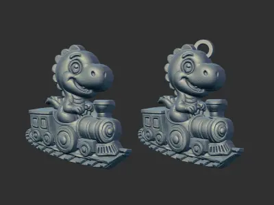 cute little dino train cnc keychain model 3D print model
