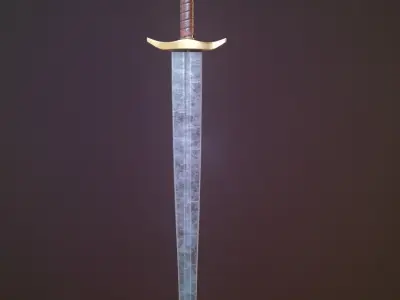 Low Poly Game Ready PBR Sword Low-poly 3D model