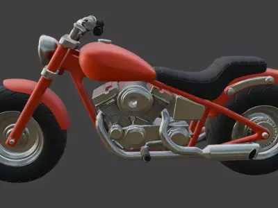 Cartoon Red Chopper Motorcycle 3D Model 3D model 3