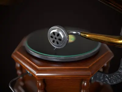 Vintage gramophone Low-poly 3D model