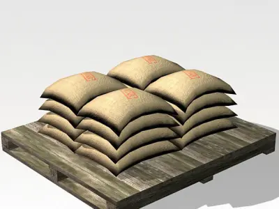 Bag 02 flour bags on pallets Low-poly 3D model