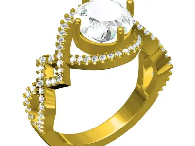 Women Antique Moissanite Engagement Ring 3D print model