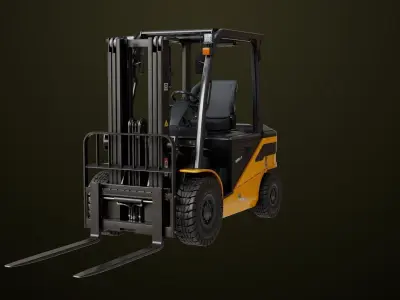 Forklift Truck03 Yellow All PBR Unity UE Textures Low-poly 3D model
