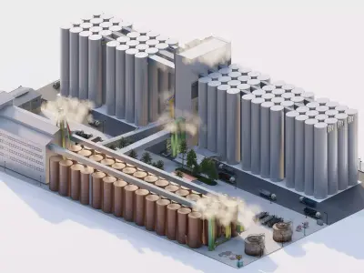 Industrial Factory Silo-Factory building silo-Complex Silos 3D model