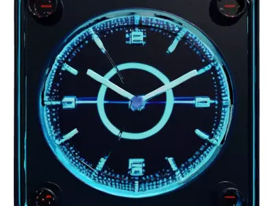 Futuristic Neon SciFi Wall Clock 3D model