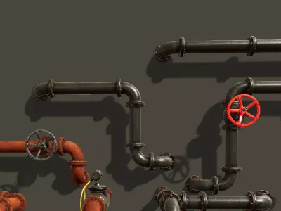 PBR Modular Pipes Set - Unity Project 2017 Low-poly 3D model