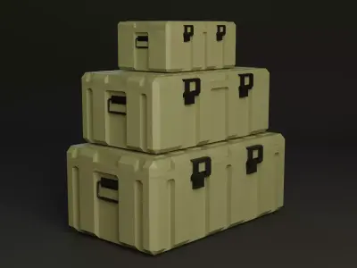 Military boxes without decals GameReady Low-poly  Low-poly 3D model