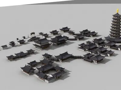 Ancient Chinese architecture 3D model 2