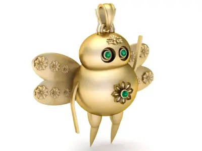 Golden Whimsical Bug Pendant 3D Printable Model 3D print model