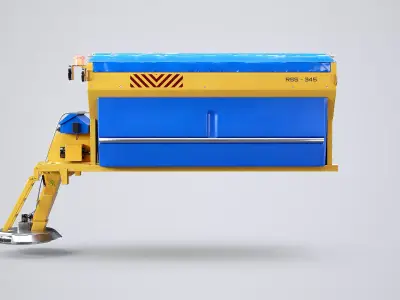 Yellow Road Salt Spreader Model - Winter Snow Removal Equipment  Low-poly 3D model