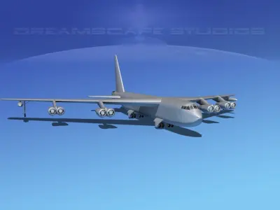 Boeing B-52D Stratofortress Bare Metal 3D model