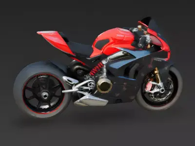 Realistic Modern Superbike 3d model Low-poly 3D model