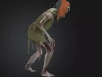 Zombie Woman 3D Model Realistic Horror Sculpture Free 3D print model