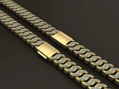Cuban Diamond Chain Link Box Style 5MM WIDTH  3D print model
