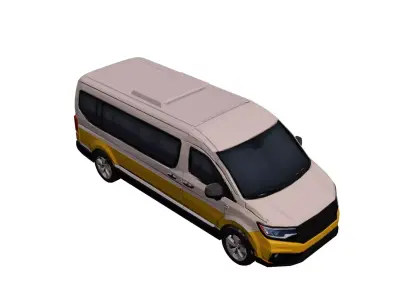 Low Poly Generic Minibus Vehicle Model PBR Texture Low-poly 3D model