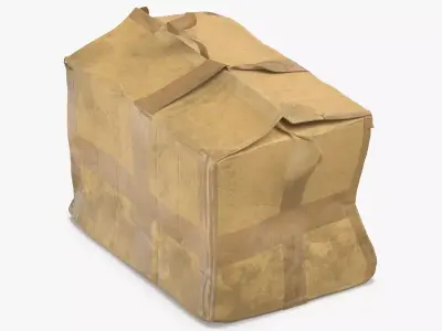 Old Damaged Dirty Cardboard Box Brown Tape 3D model