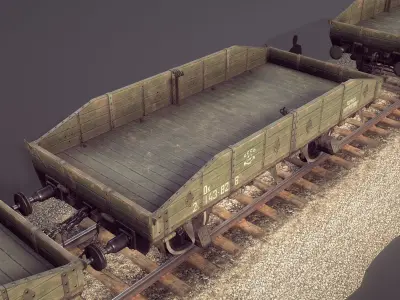 Armored Train JDP20TU railway platform 18T Low-poly 3D model