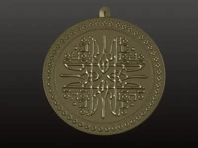 3D Model Ukrainian Medallion with Trident for CNC and 3D Printer 3D print model