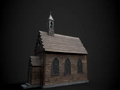 Church wooden Low-poly 3D model
