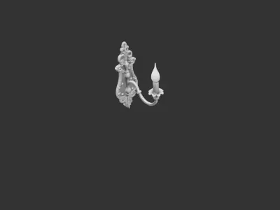 Medieval Iron Wall Lamp Holder Low-poly 3D model