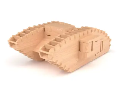 Wooden toy tank 01 3D model