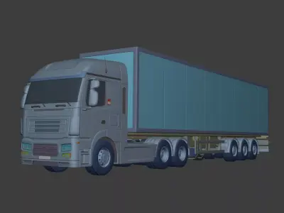 Generic Large Container Truck - Chiller Lorry - Refrigerator Box 3D model