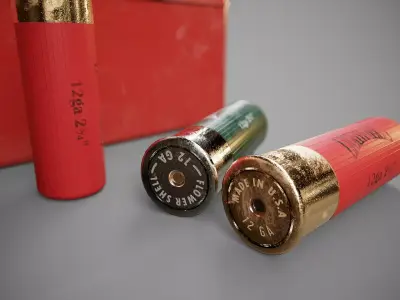 Shotgun shells and box Low-poly 3D model