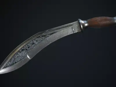 Kukri sword Low-poly 3D model