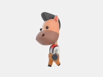 Cute Horse 3D Illustration 3D model purchase
