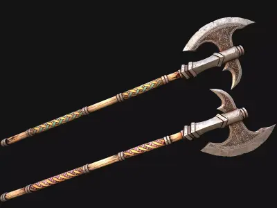 Medieval Weapons Two Handed Axe Halberd Low-poly 3D model