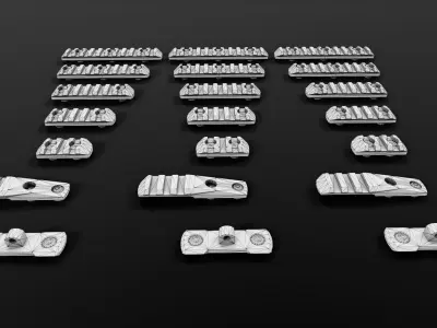 MLOK 1913 Picatinny Rail Sections Free low-poly 3D model