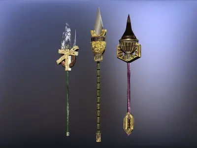 Cursed kingdom spears collection Low-poly 3D model