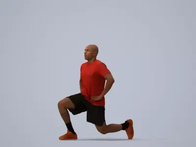 00373Carl006 - Adult Black male crouching while exercising in 3D model