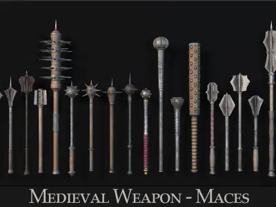 Medieval Weapon - Maces Low-poly 3D model