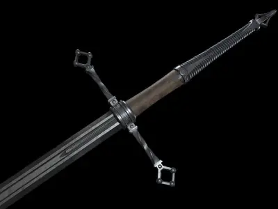 Medieval Realistic Long Sword Low-poly 3D model