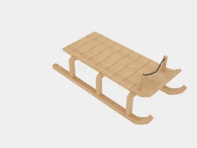 Wood Sledge  Low-poly 3D model